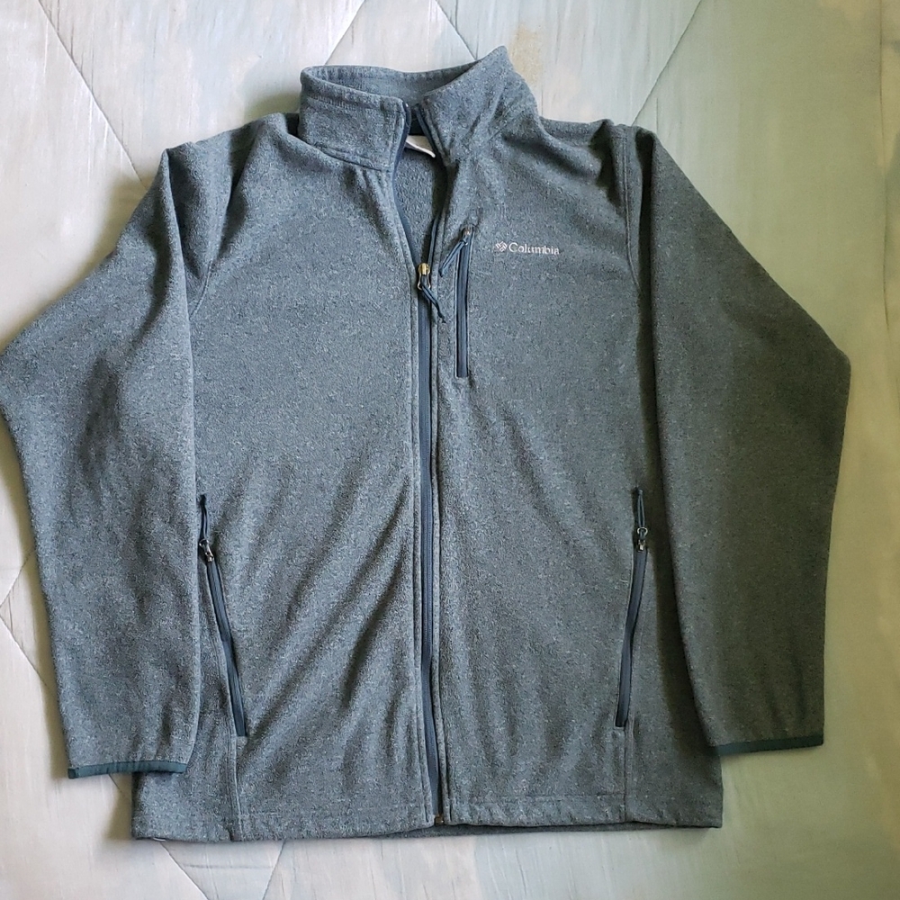 Men's Columbia Gray/Green Full-Zip Fleece Jacket Size L